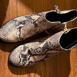 Snakeskin booties